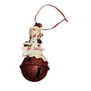 Snowman Be Jolly Christmas Holiday Bell Tree Ornament Candy Cane Stocking Gift